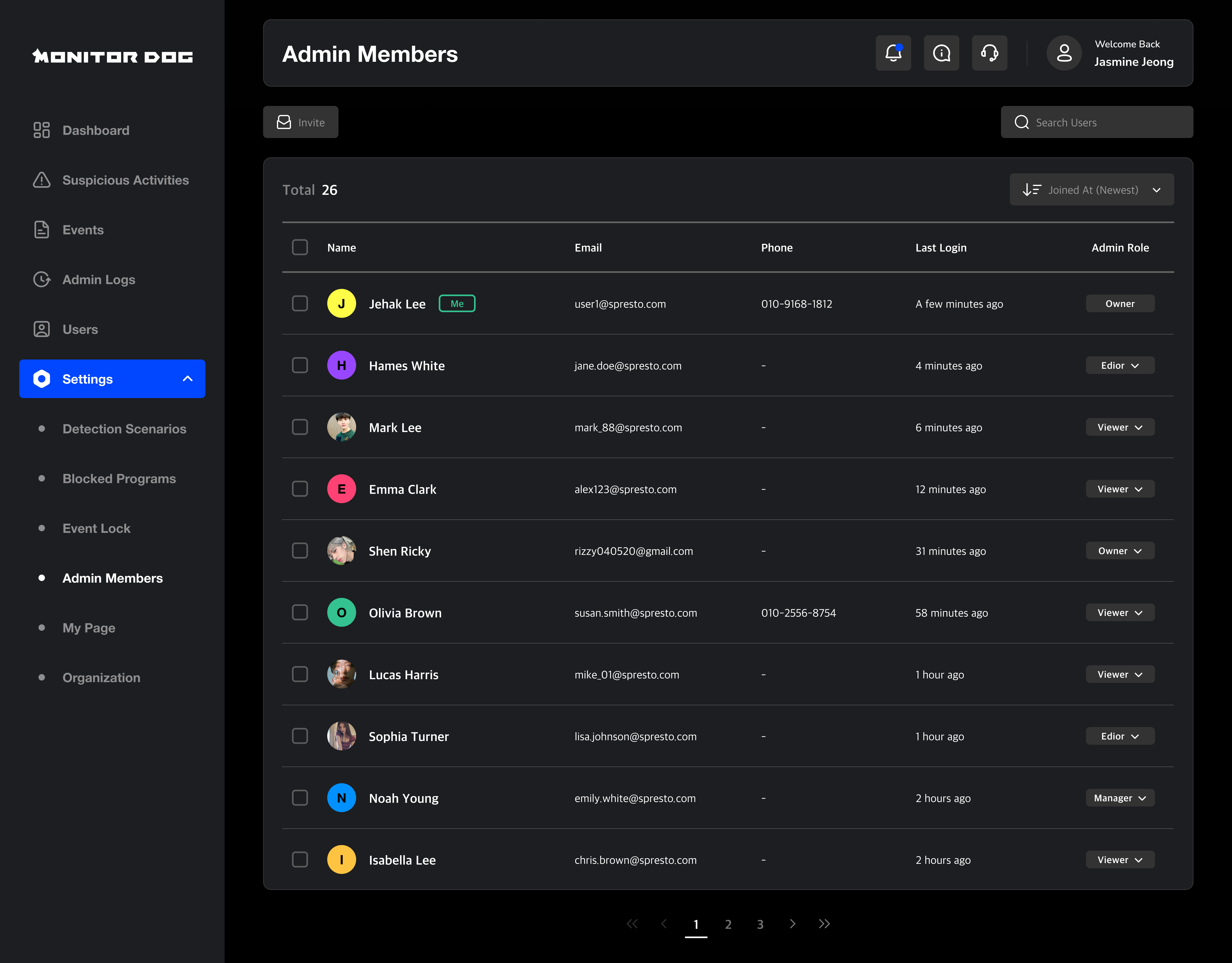 admin page