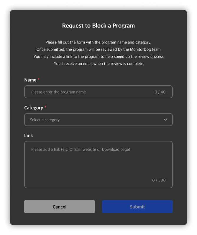 blocked add modal
