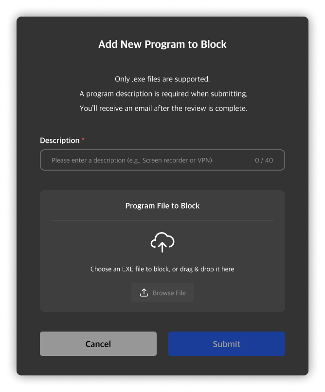 blocked add modal