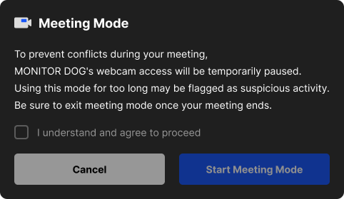 meeting mode default popup