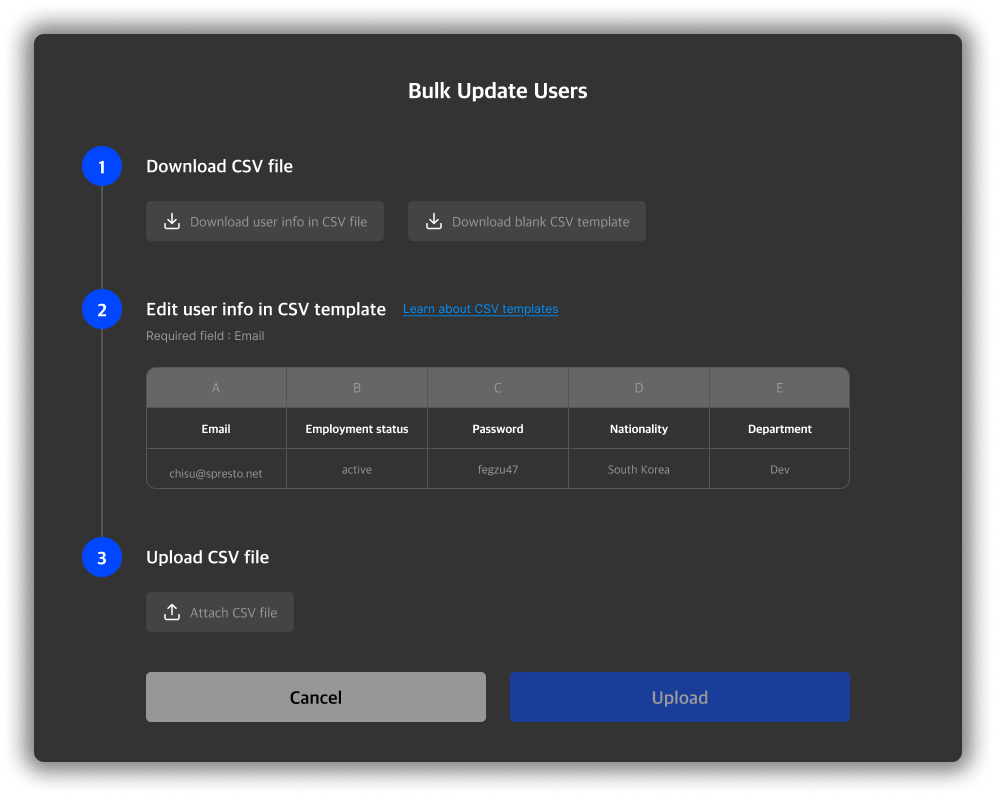 bulk update modal