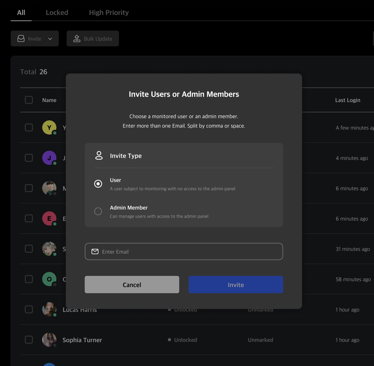 invite modal