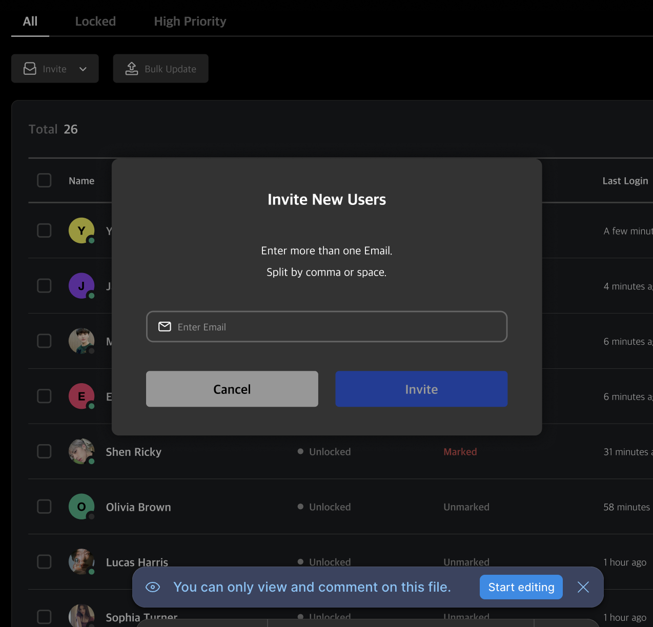 invite modal