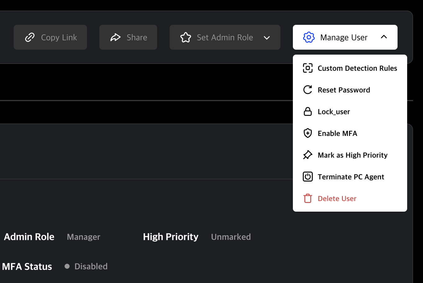 user managing