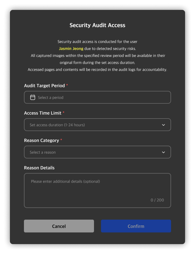 audit modal